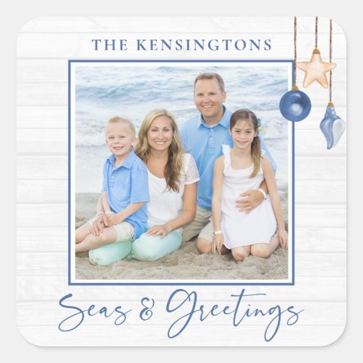 海とグリーティング航海のシーシェルの木の写真 スクエアシール (正面)