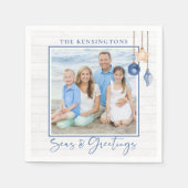 海とグリーティング航海のシーシェルの木の写真 スタンダードカクテルナプキン (正面)