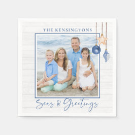 海とグリーティング航海のシーシェルの木の写真 スタンダードカクテルナプキン