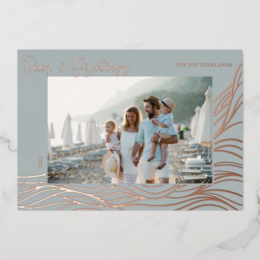 海とグリーティング オーシャンマリンライフ ウェーブス フォト 箔シーズンカード (正面)