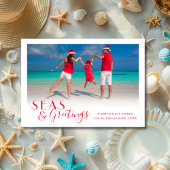 海とグリーティング 熱帯の海岸 赤 シーズンカード