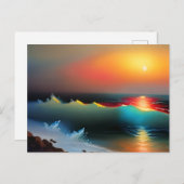 海とサンセットのテーマ ポストカード (正面/裏面)