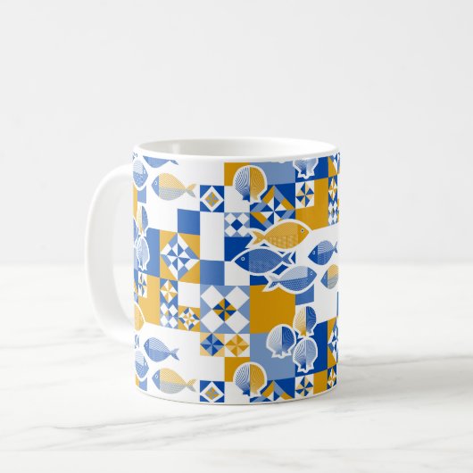 海とタイル コーヒーマグカップ (正面左)