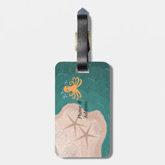 海とタコのシーン ラゲッジタグ (裏面縦)