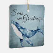 海とパーソナライズされたあいさつ鯨のクリスマス セラミックオーナメント (右)