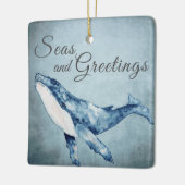 海とパーソナライズされたあいさつ鯨のクリスマス セラミックオーナメント (左)