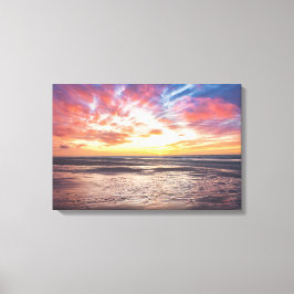 海とビーチの夕日 キャンバスプリント