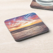 海とビーチの夕日 コースター (左側)