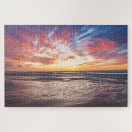 海とビーチの夕日 ジグソーパズル