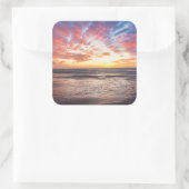 海とビーチの夕日 スクエアシール (バッグ)