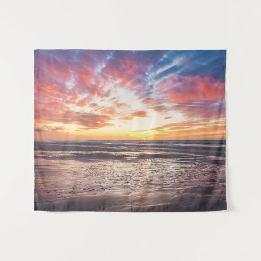 海とビーチの夕日 タペストリー (正面(横))