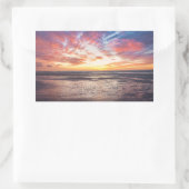 海とビーチの夕日 長方形シール (バッグ)