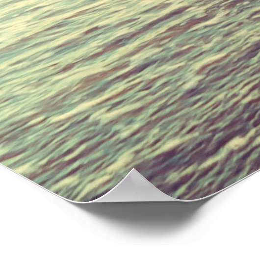 海とビーチの美しい夕日 – ヴィンテージと ポスター (角)