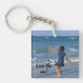 海とビーチサンドラブライフブルーフォト キーホルダー (正面)