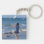 海とビーチサンドラブライフブルーフォト キーホルダー (裏面)