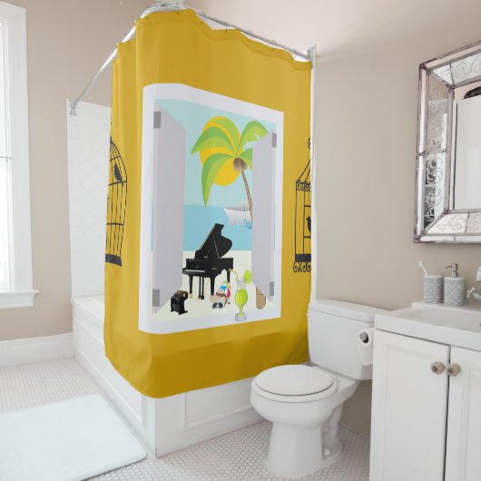 海とビーチ シャワーカーテン (インサイチュ)