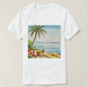 海とビーチ Tシャツ (デザイン正面)