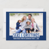 海とモダンあいさつ家族フォトブルー シーズンカード (正面)
