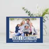 海とモダンあいさつ家族フォトブルー シーズンカード (スタンド正面)