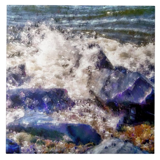 海と岩 タイル (正面)