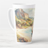 海と帆船のある風景 カフェラテマグ (左アングル)