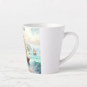 海と帆船のある風景 カフェラテマグ (右)