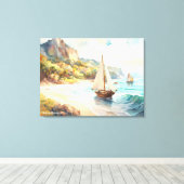 海と帆船のある風景 キャンバスプリント (インサイチュ (ウッドフロア))