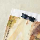 海と帆船のある風景 ビーチタオル (インサイチュ)