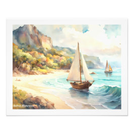 海と帆船のある風景 フォトプリント           