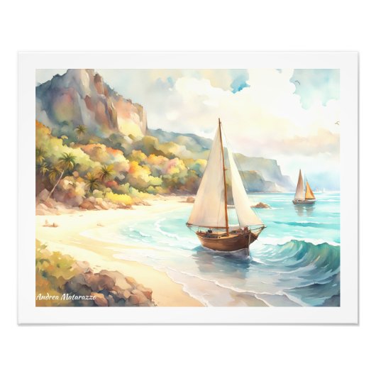 海と帆船のある風景 フォトプリント            (正面)