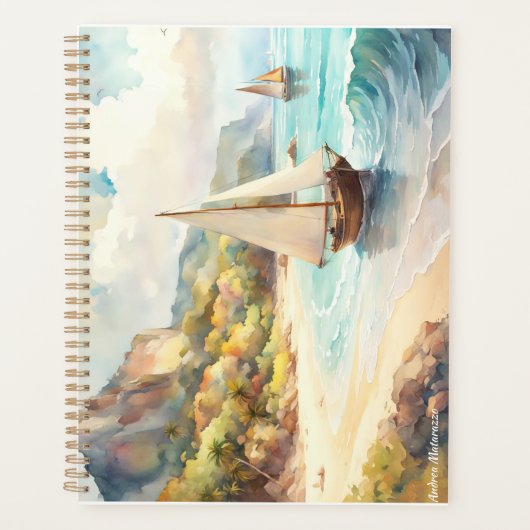 海と帆船のある風景 プランナー手帳 (正面)