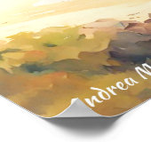 海と帆船のある風景 ポスター (角)