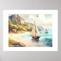 海と帆船のある風景