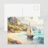 海と帆船のある風景 ポストカード (正面/裏面)