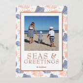 海と挨拶のフォト リアル ローズゴールド 箔シーズンカード (正面)