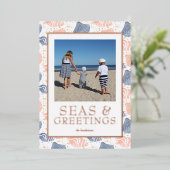 海と挨拶のフォト リアル ローズゴールド 箔シーズンカード (立ち正面)
