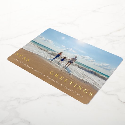 海と挨拶の独身の写真航海の 箔シーズンカード (回転した状態)