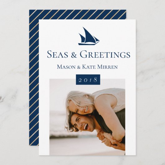 海と挨拶の独身の写真 シーズンカード (正面/裏面)