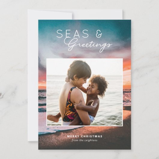 海と挨拶ビーチサンセッ絵画トの写真 シーズンカード (正面)