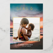 海と挨拶ビーチサンセッ絵画トの写真 箔シーズンカード (正面)