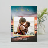 海と挨拶ビーチサンセッ絵画トの写真 箔シーズンカード (立ち正面)