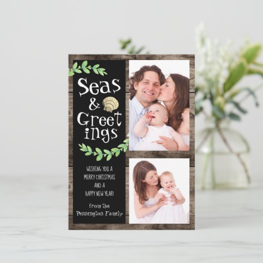 海と挨拶写真のコラージュ シーズンカード (スタンド正面)