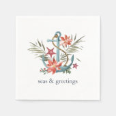 海と挨拶 |クリスマス航海の。 スタンダードカクテルナプキン (正面)