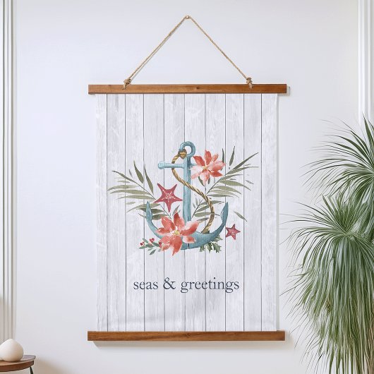 海と挨拶 |クリスマス航海の。 吊り下げ型タペストリー