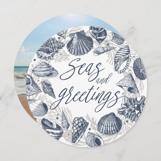 海と挨拶 |シーシ航海のェルのフォトカード 招待状 (正面/裏面)