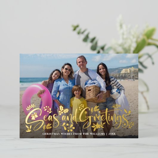 海と挨拶 |休日航海のの写真 箔シーズンカード (立ち正面)