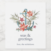 海と挨拶 |沿岸の休日パーソナライズされた ワインラベル (シングルラベル)