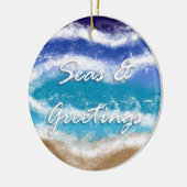 海と挨拶 |海岸沿いのクリスマス セラミックオーナメント (左)