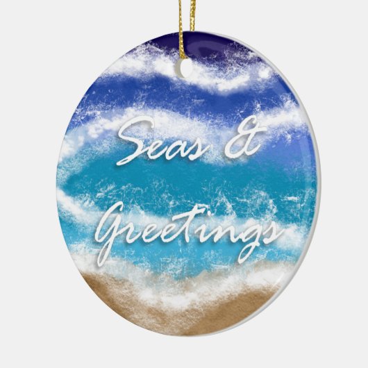 海と挨拶 |海岸沿いのクリスマス セラミックオーナメント (左)