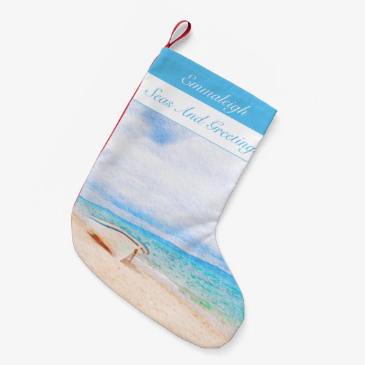 海と挨拶 漁船 スモールクリスマスストッキング (正面 (吊り時))